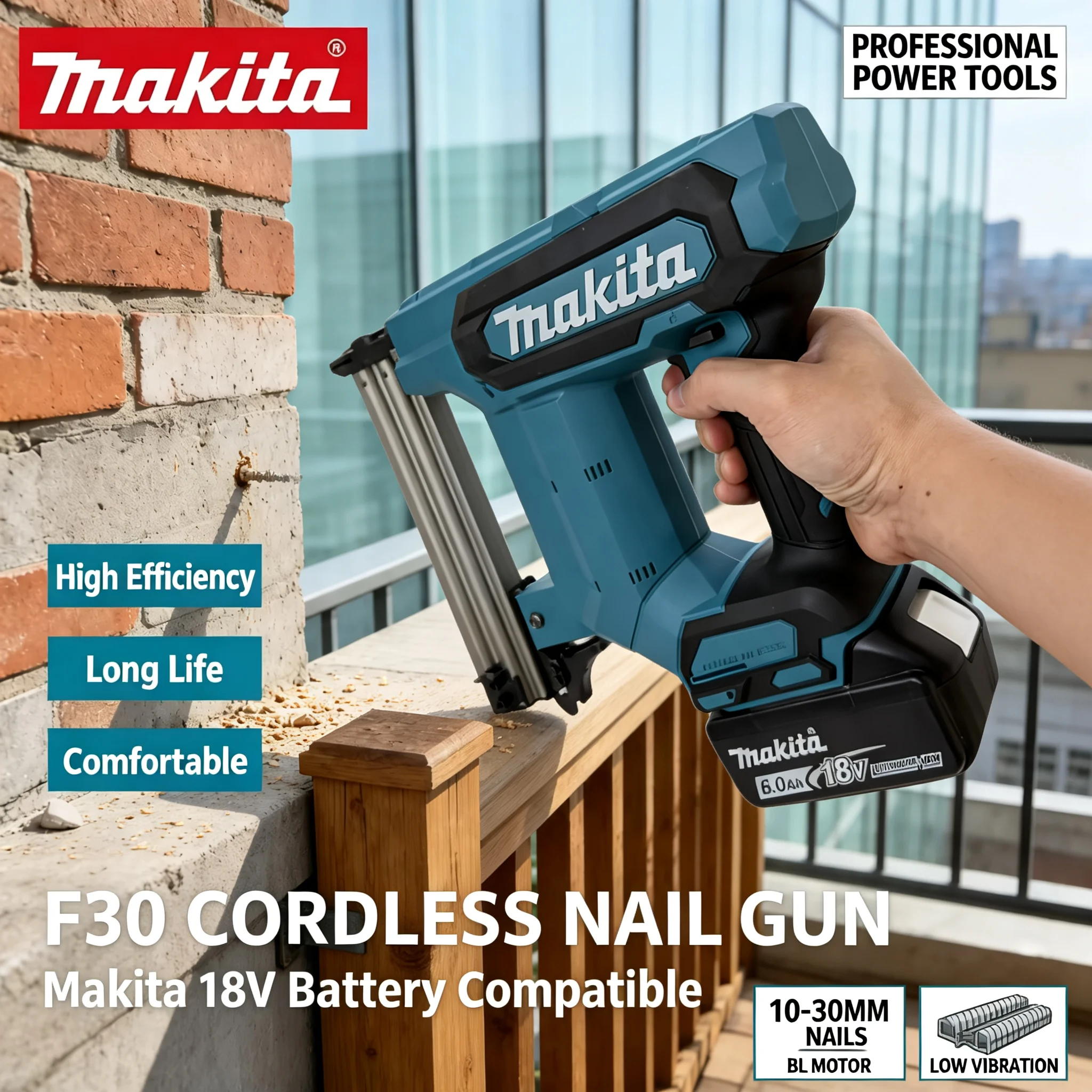Staple Gun Electric - Makita F30 Cordless Electric Nail Gun,