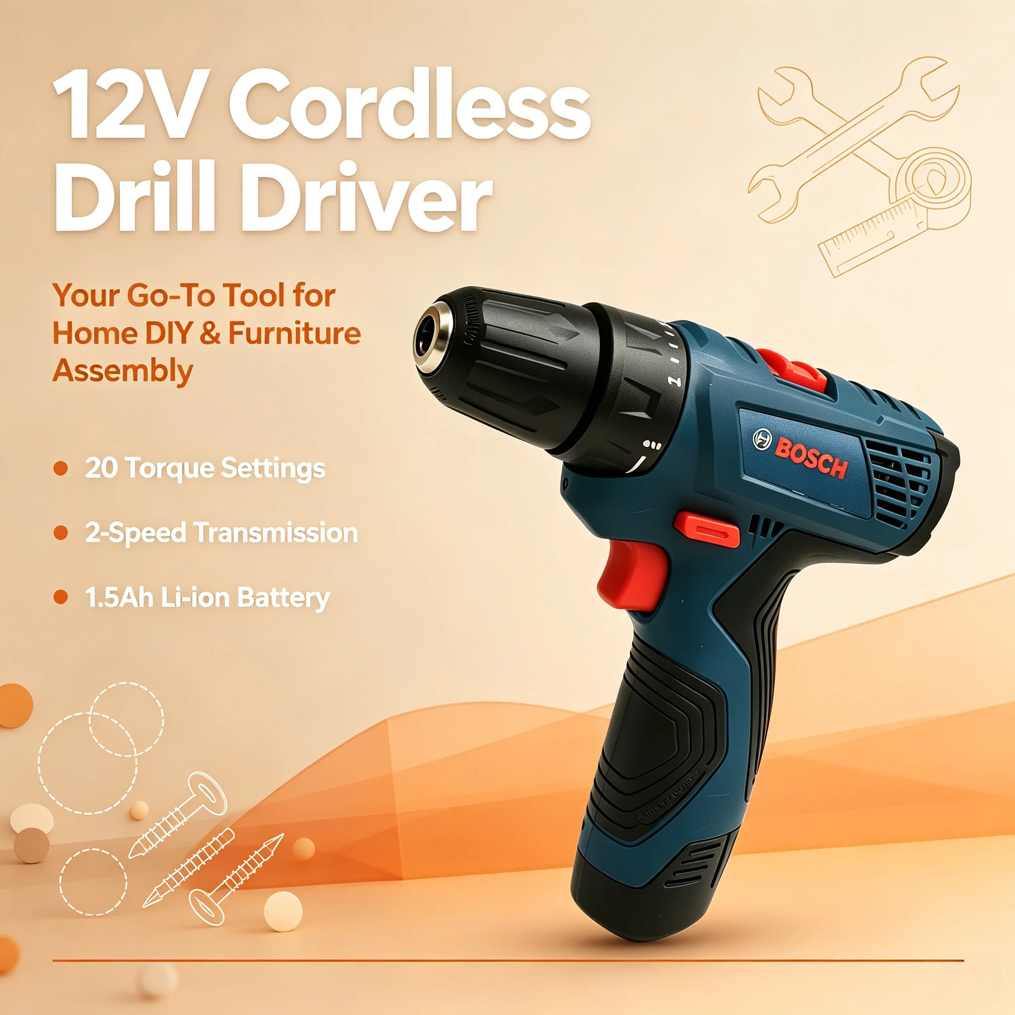 Power Tools Diy - Bosch GSR120 Multi-Function Hand Drill, 12V