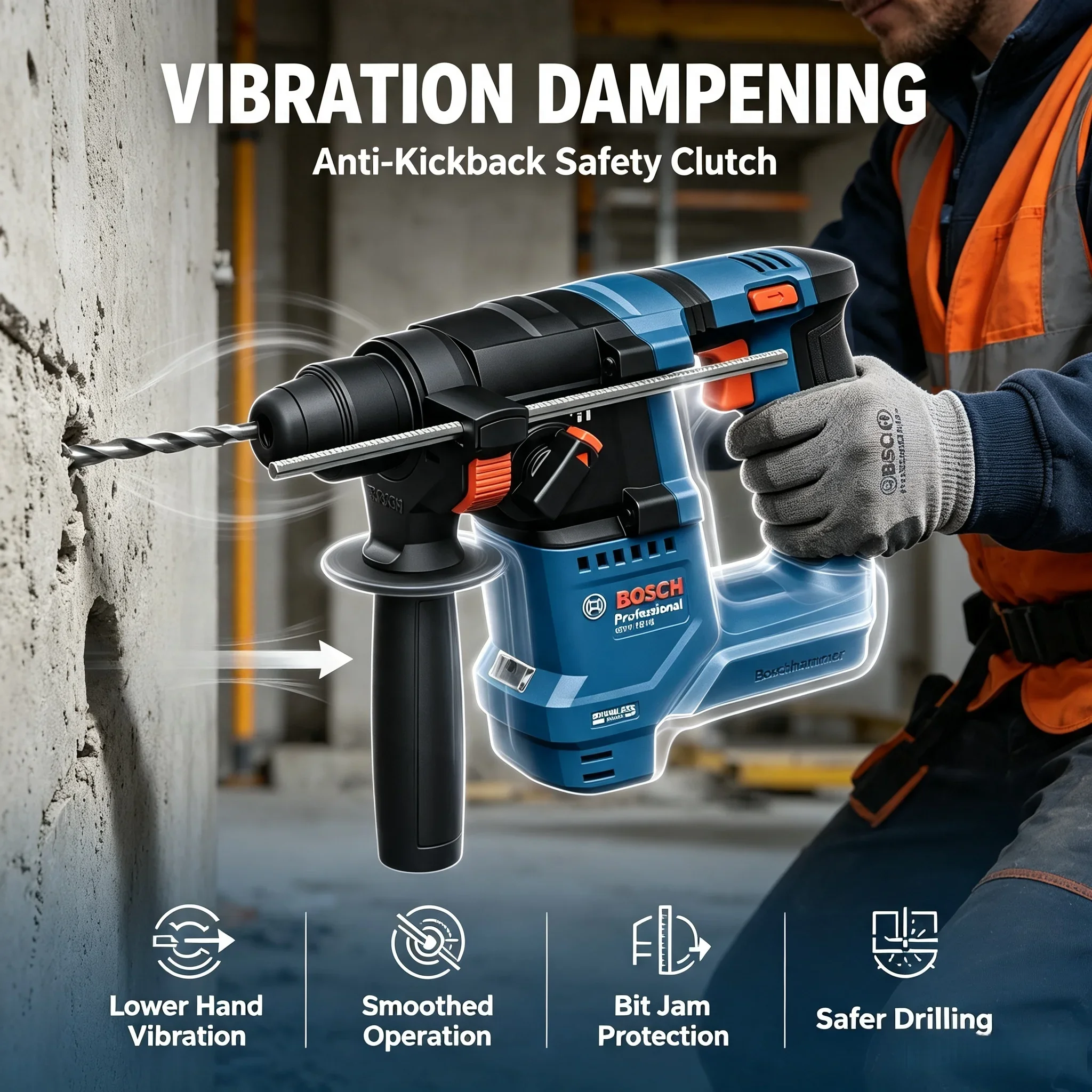 Power Tools Hammer - Bosch GBH 18V-18 Cordless Rotary Hammer,